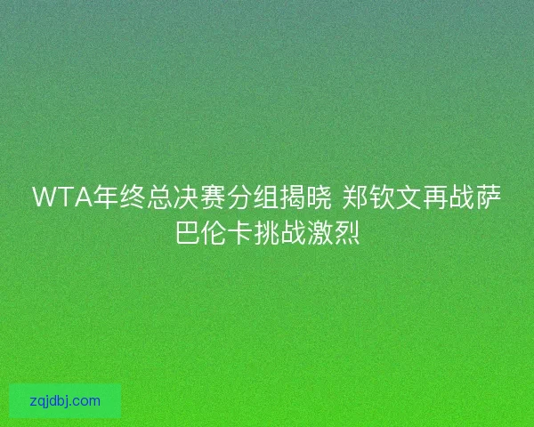 WTA年终总决赛分组揭晓 郑钦文再战萨巴伦卡挑战激烈