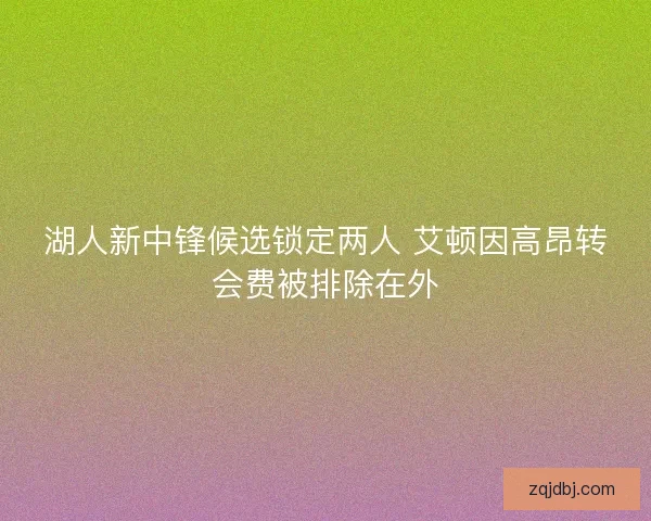 湖人新中锋候选锁定两人 艾顿因高昂转会费被排除在外